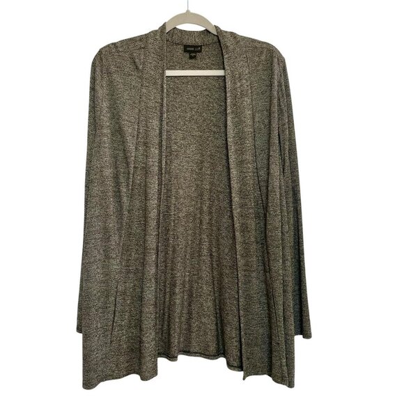 J. Jill Wearever Mottled Gray-Brown Long Line Open Front Cardigan Sz XL Pockets - Picture 13 of 13